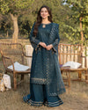 Dhanak-3PC Embroidered Shirt with Organza Sequence Embroidered Dupatta V1350